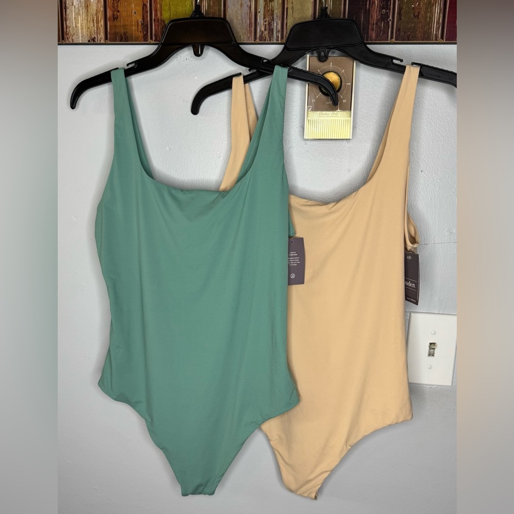 Auden set of 2 Women's Luxe 4-Way Stretch Tank Bodysuit -